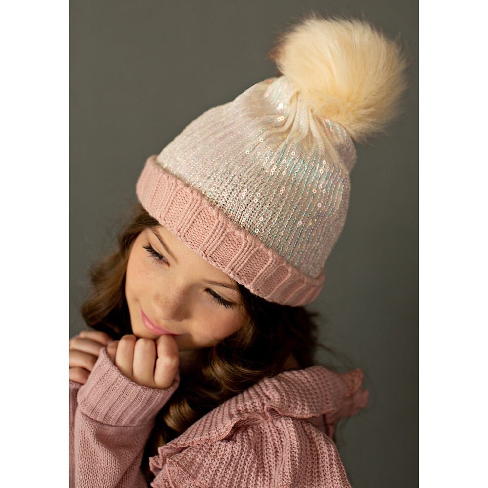 Joyfolie Mia Joy Chloe Sequins Beanie in Blush Girl’s